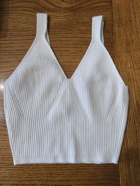 lululemon athletica White Ribbed V-Neck Crop Camisole